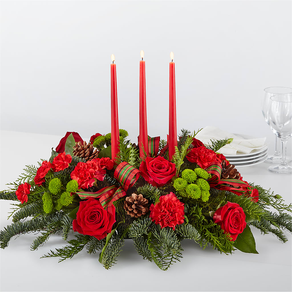 By the Candlelight Centerpiece – HOLLOW TREE GIFTS & FLORAL LLC, Cascade IA
