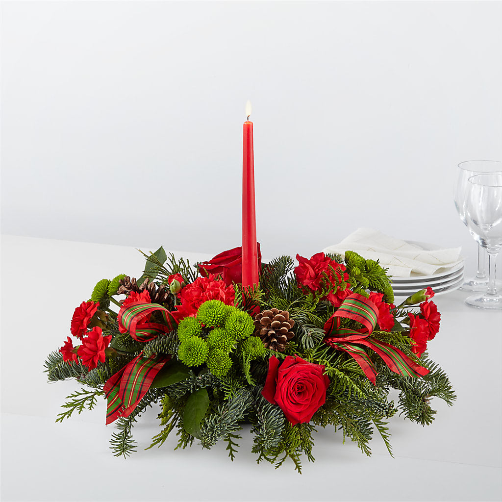 By the Candlelight Centerpiece – HOLLOW TREE GIFTS & FLORAL LLC, Cascade IA