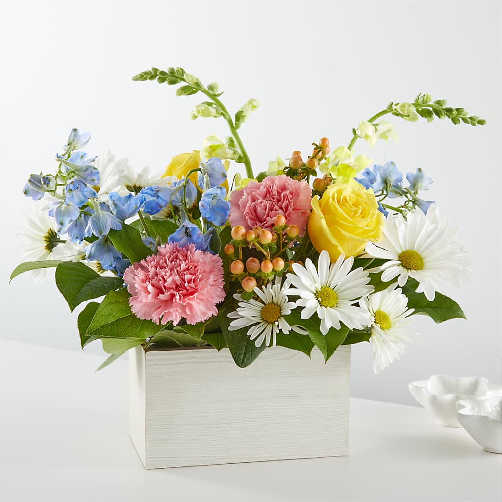 Sun Salutation Box Bouquet – HOLLOW TREE GIFTS & FLORAL LLC, Cascade IA