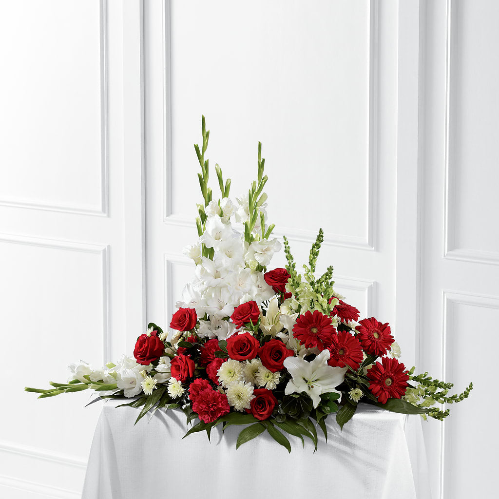 Crimson & White Arrangement – HOLLOW TREE GIFTS & FLORAL LLC, Cascade IA