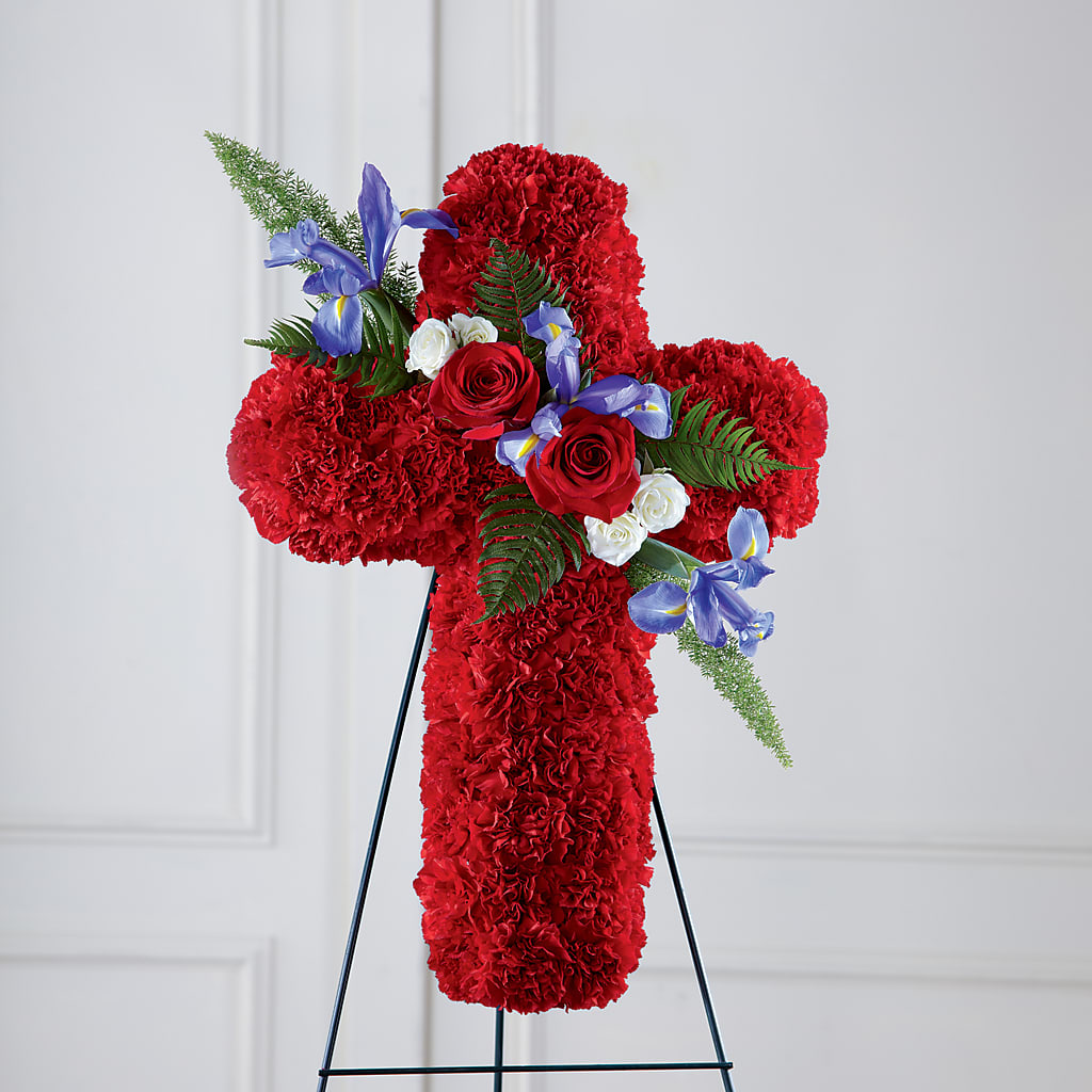 Faithful Hero Floral Cross – HOLLOW TREE GIFTS & FLORAL LLC, Cascade IA