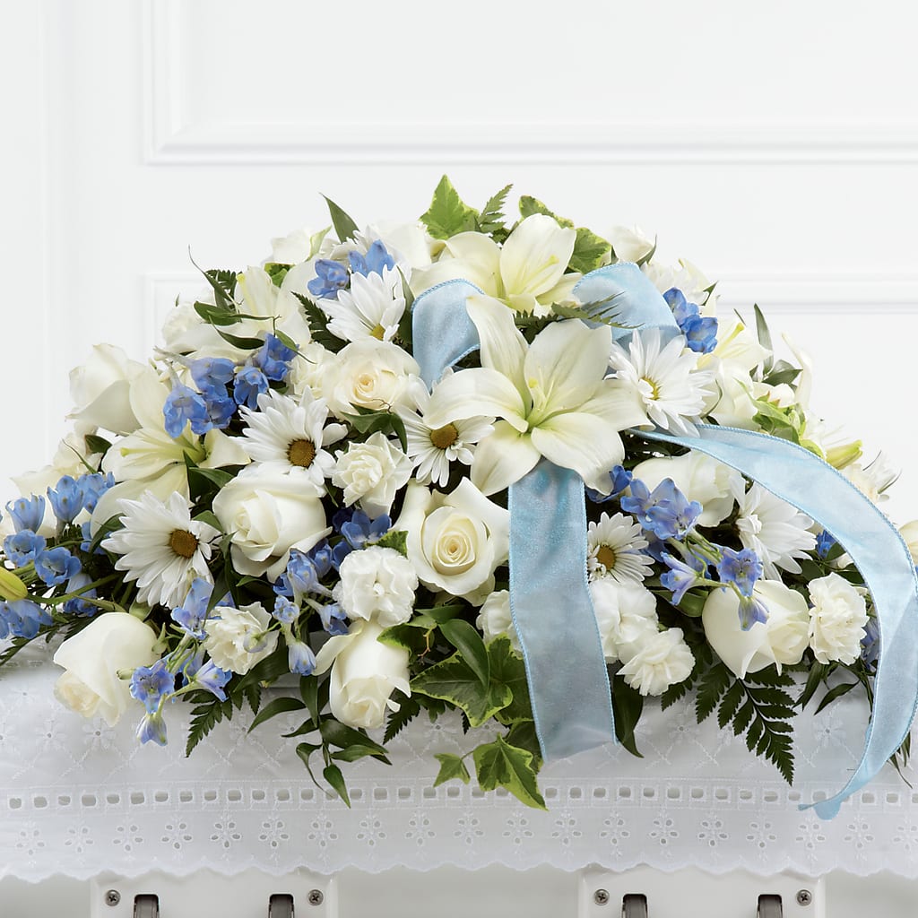 Tender Treasure Casket Spray – HOLLOW TREE GIFTS & FLORAL LLC, Cascade IA