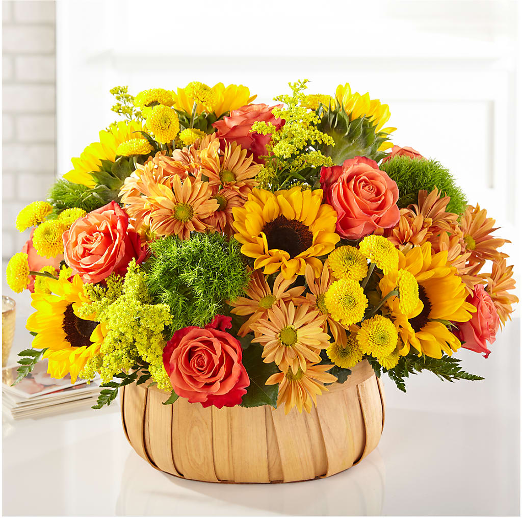 Harvest Sunflower Basket – HOLLOW TREE GIFTS & FLORAL LLC, Cascade IA