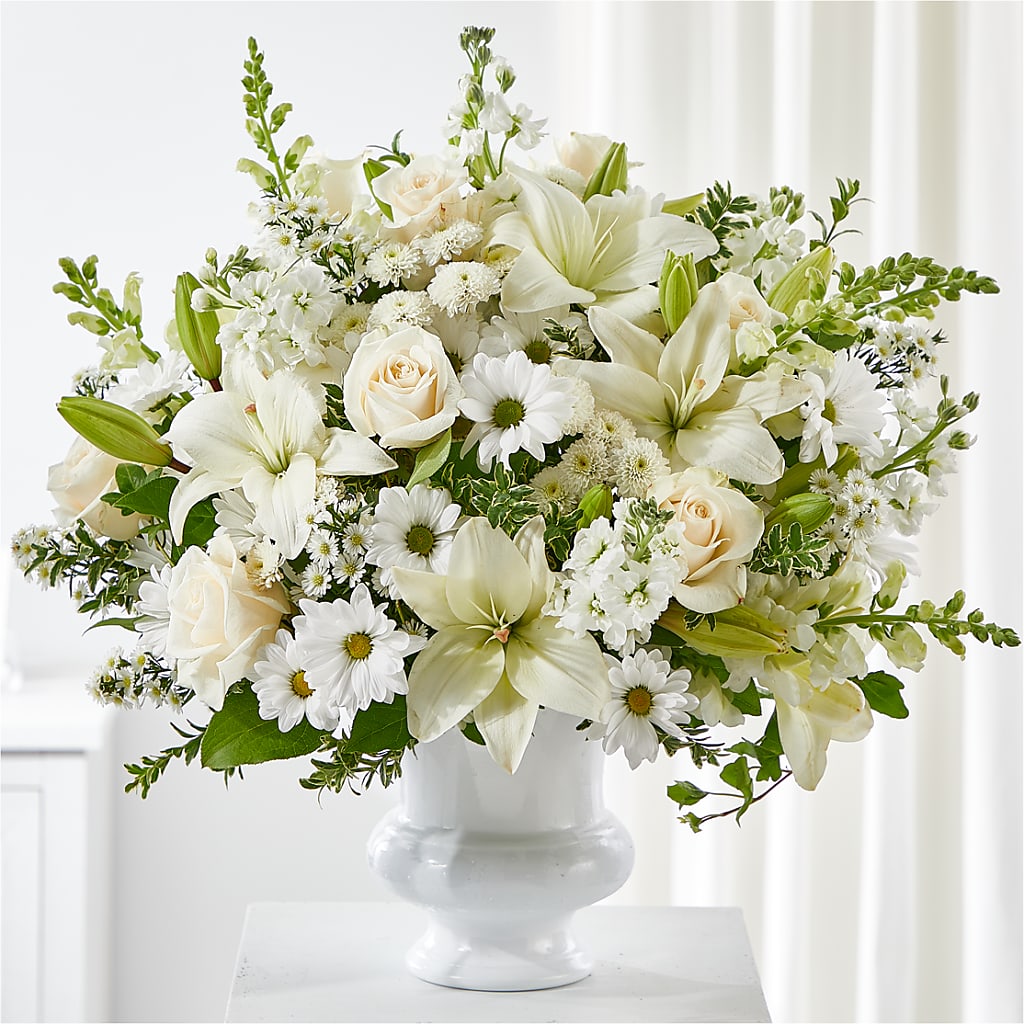 Uplifting Urn Arrangement – HOLLOW TREE GIFTS & FLORAL LLC, Cascade IA