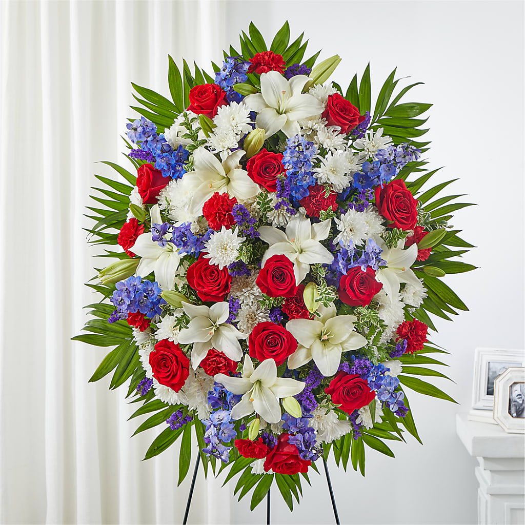 Cherished Service Standing Spray – HOLLOW TREE GIFTS & FLORAL LLC, Cascade IA