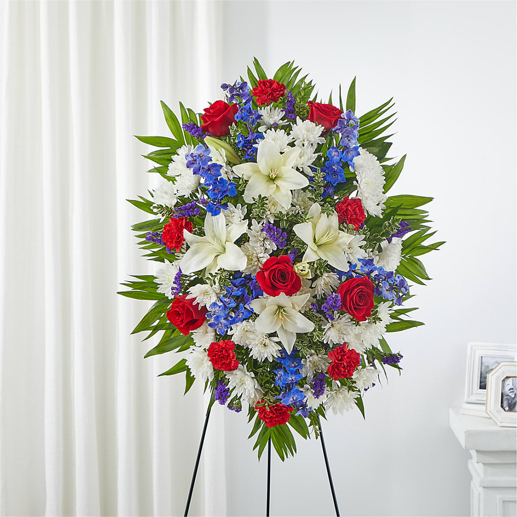 Cherished Service Standing Spray – HOLLOW TREE GIFTS & FLORAL LLC, Cascade IA