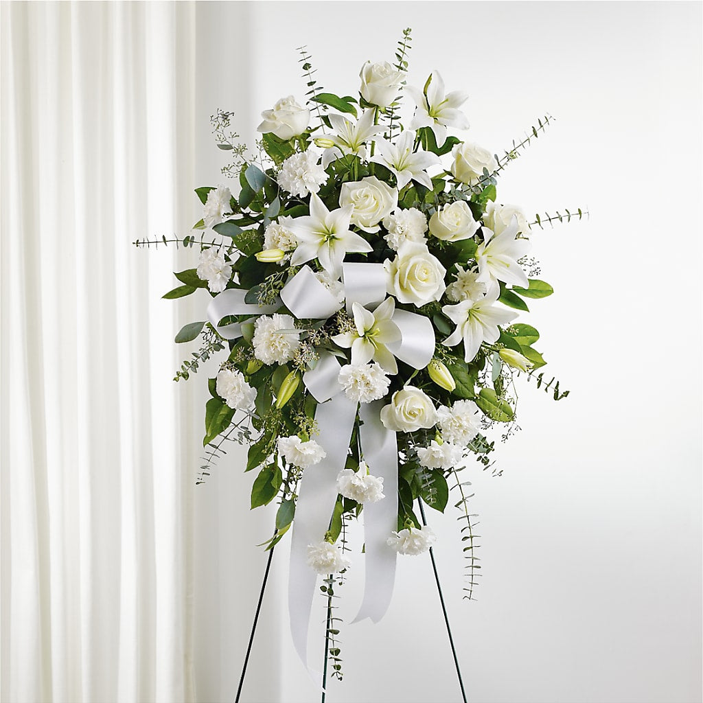 With Care Standing Spray – HOLLOW TREE GIFTS & FLORAL LLC, Cascade IA