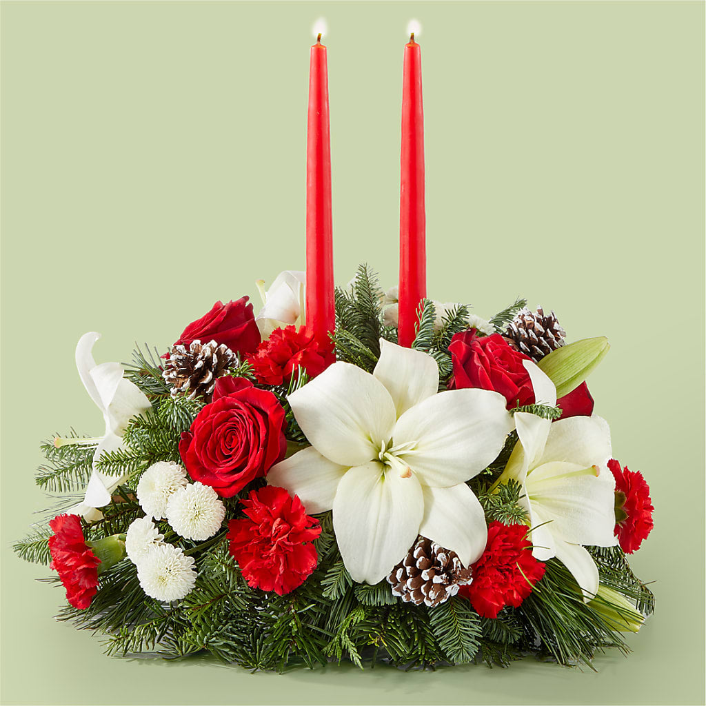 Seasonal Festivities Centerpiece – HOLLOW TREE GIFTS & FLORAL LLC, Cascade IA