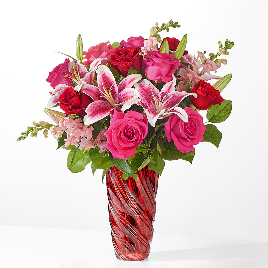 Always You Bouquet with Luxe Swirl Vase – HOLLOW TREE GIFTS & FLORAL LLC, Cascade IA