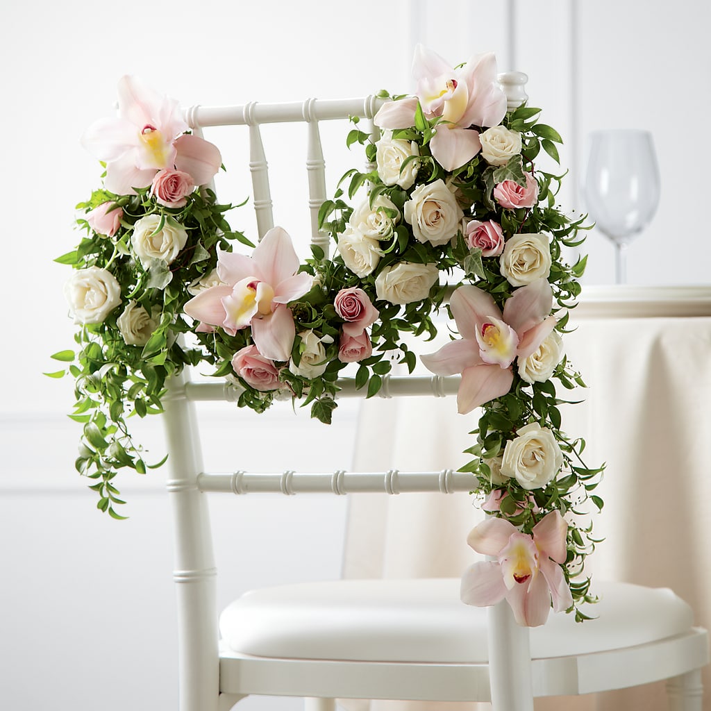Orchid Rose Chair Décor – HOLLOW TREE GIFTS & FLORAL LLC, Cascade IA