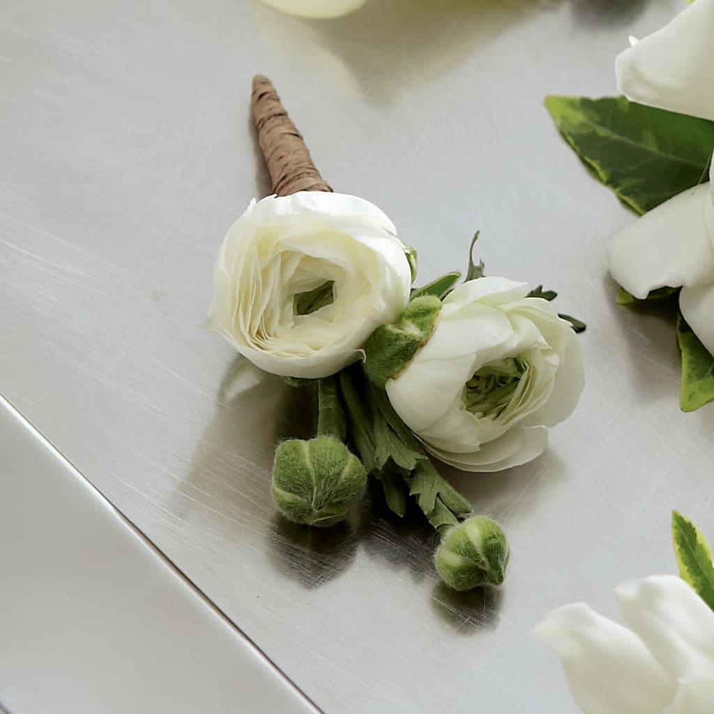 White Ranunculus Boutonniere – HOLLOW TREE GIFTS & FLORAL LLC, Cascade IA