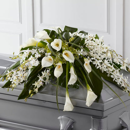 Angel Wings Casket Spray – HOLLOW TREE GIFTS & FLORAL LLC, Cascade IA