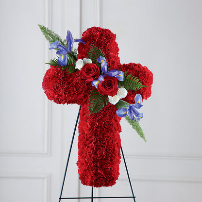 Faithful Hero Floral Cross – HOLLOW TREE GIFTS & FLORAL LLC, Cascade IA
