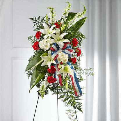 Stars of Life Standing Spray – HOLLOW TREE GIFTS & FLORAL LLC, Cascade IA