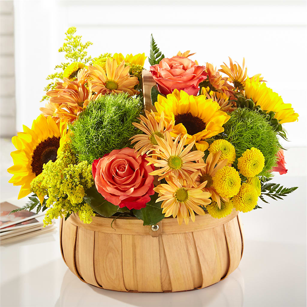 Harvest Sunflower Basket – HOLLOW TREE GIFTS & FLORAL LLC, Cascade IA