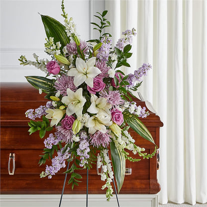 Grateful Hearts Standing Spray – HOLLOW TREE GIFTS & FLORAL LLC, Cascade IA