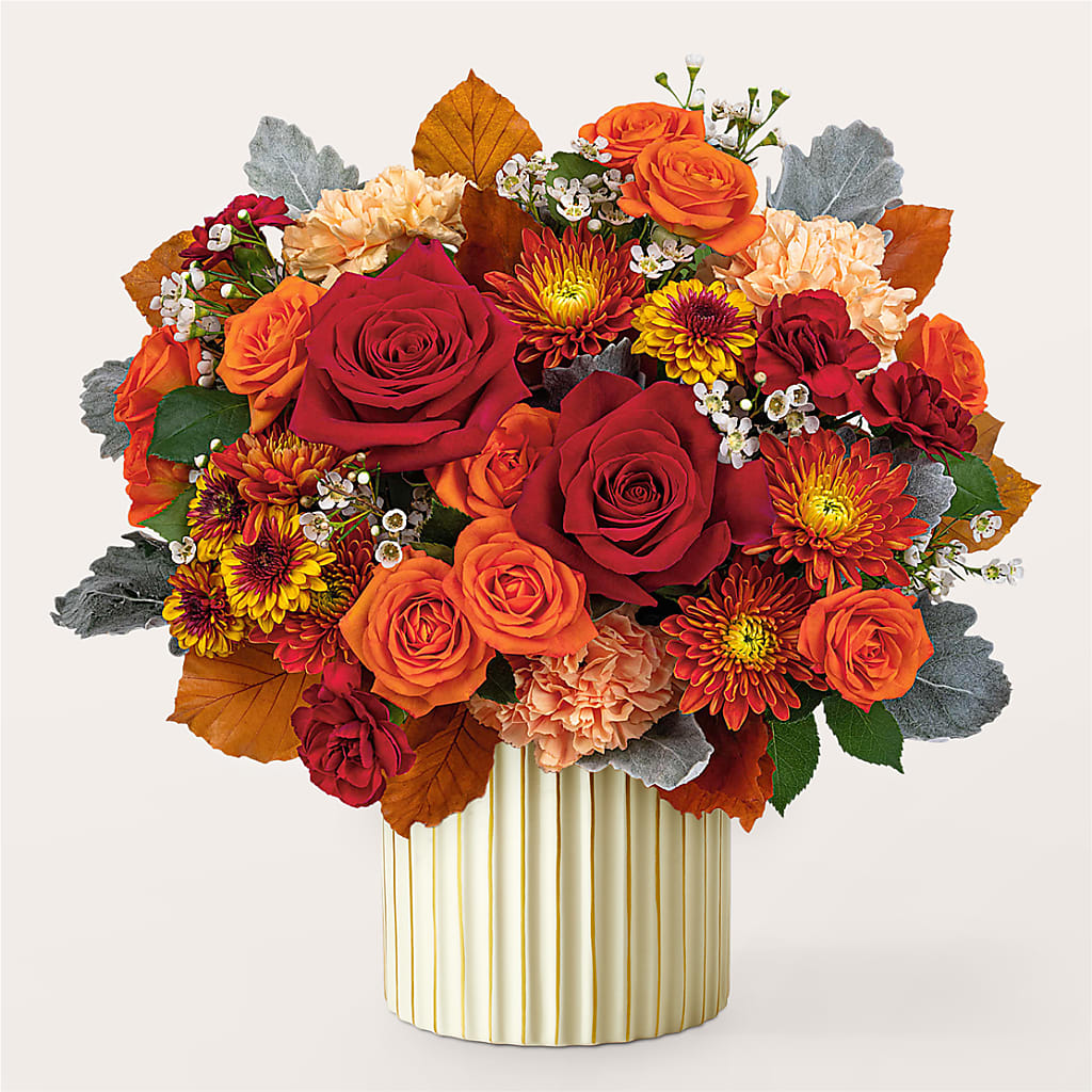 Merlot Bouquet with Ivory Vase – HOLLOW TREE GIFTS & FLORAL LLC, Cascade IA