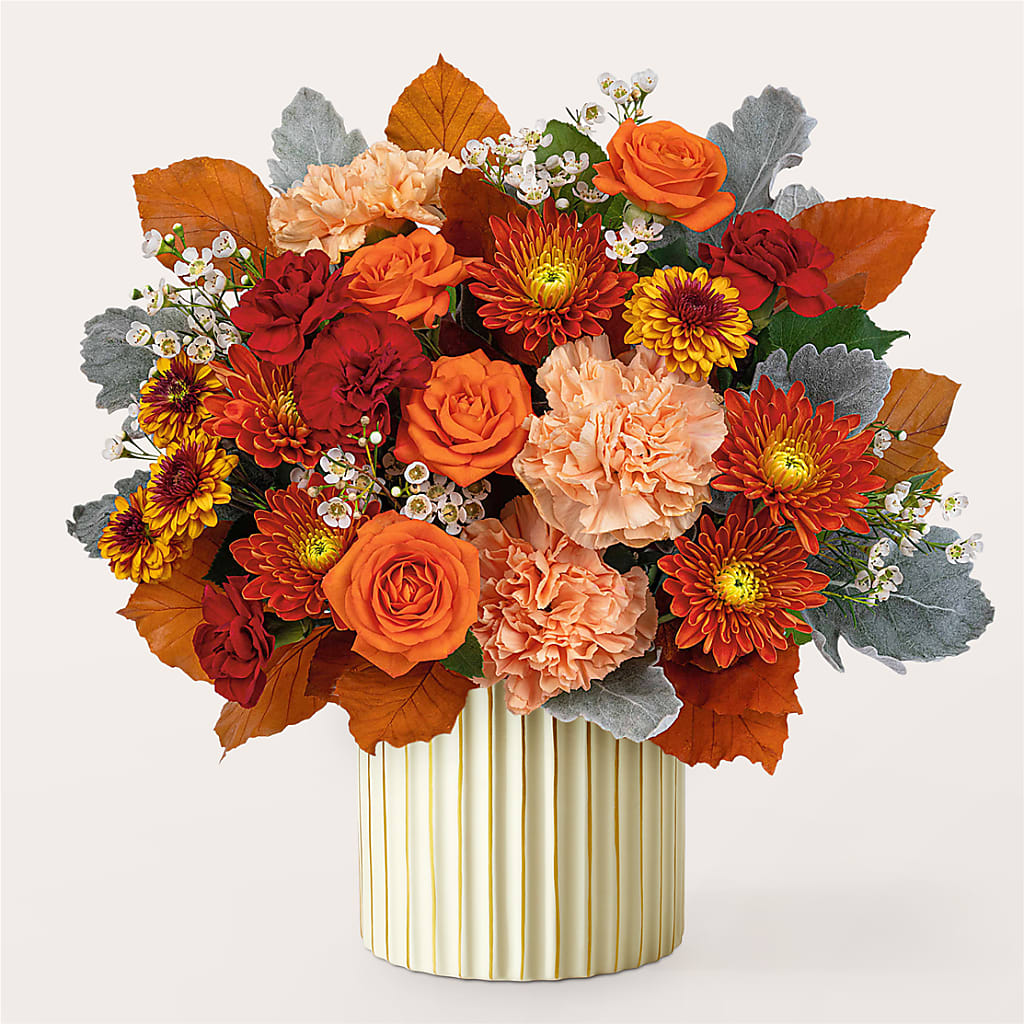 Merlot Bouquet with Ivory Vase – HOLLOW TREE GIFTS & FLORAL LLC, Cascade IA