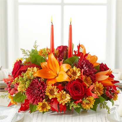 Autumn's Embrace Centerpiece – HOLLOW TREE GIFTS & FLORAL LLC, Cascade IA