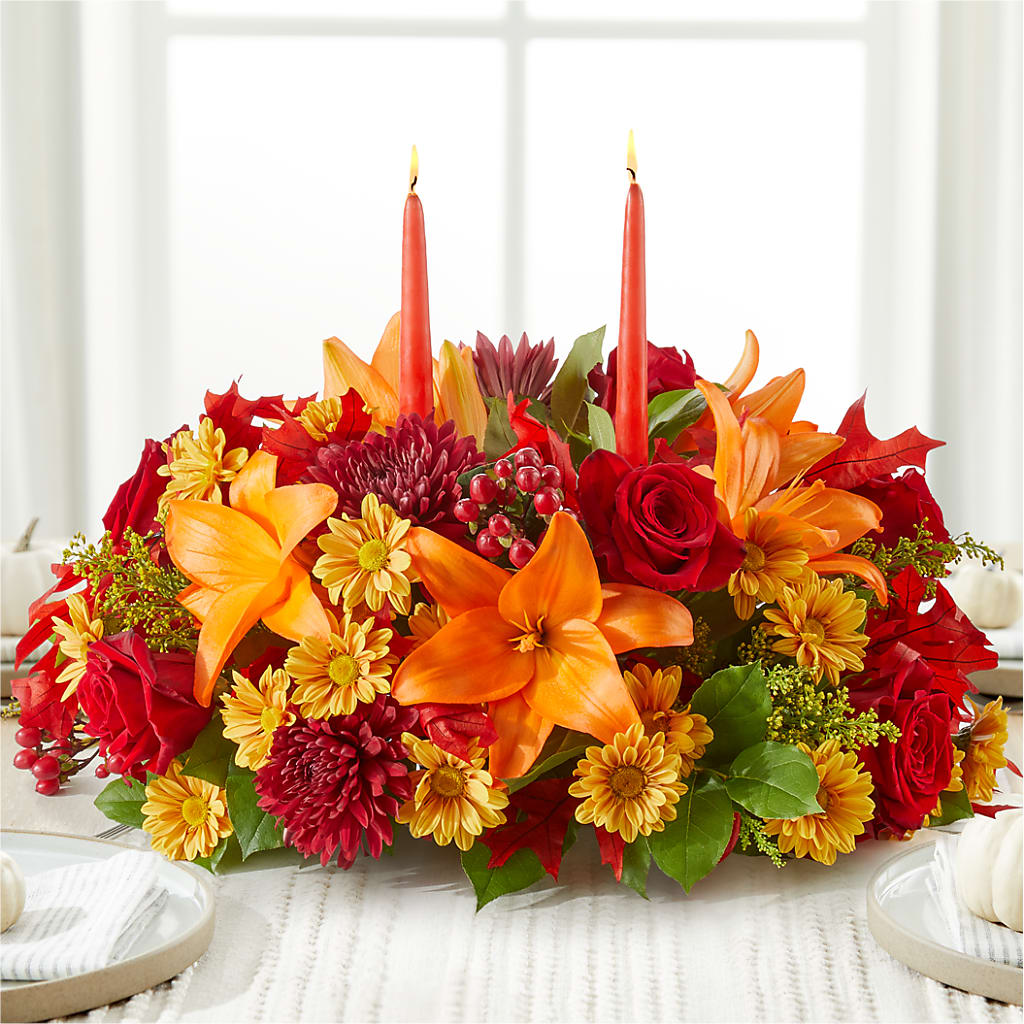 Autumn's Embrace Centerpiece – HOLLOW TREE GIFTS & FLORAL LLC, Cascade IA