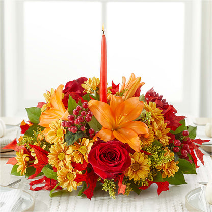 Autumn's Embrace Centerpiece – HOLLOW TREE GIFTS & FLORAL LLC, Cascade IA